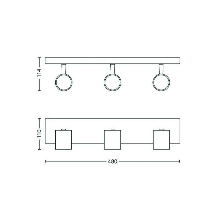 Philips - Kohdevalo RUNNER 3xGU10/20W/230V musta