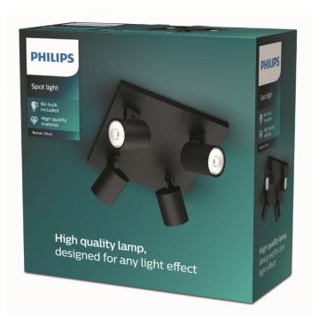Philips - Kohdevalo 4xGU10/20W/230V musta