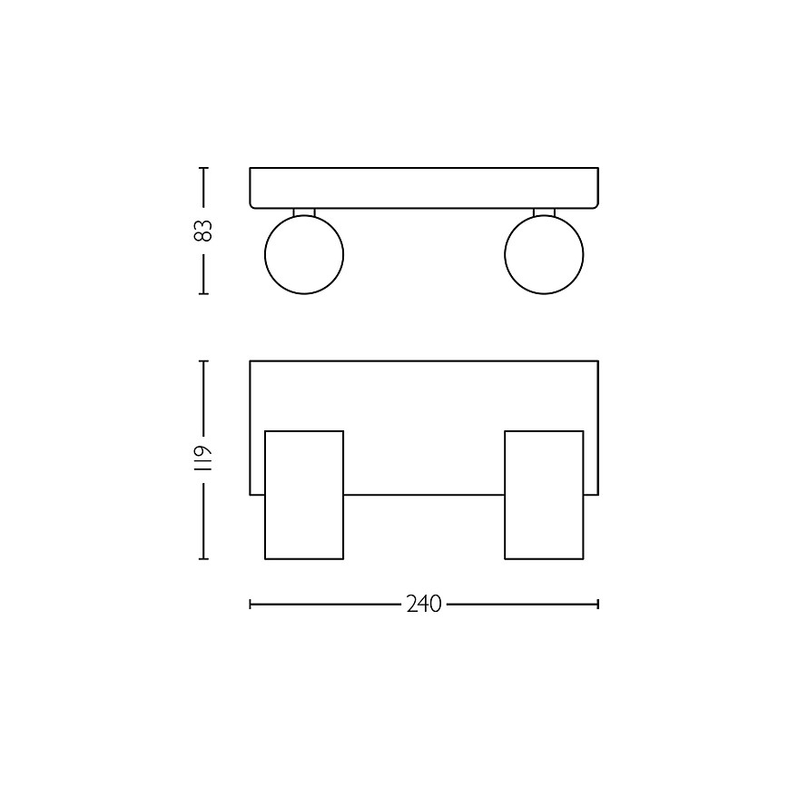 Philips - Kylpyhuoneen kohdevalo IDRIS 2xGU10/5W/230V IP44 musta