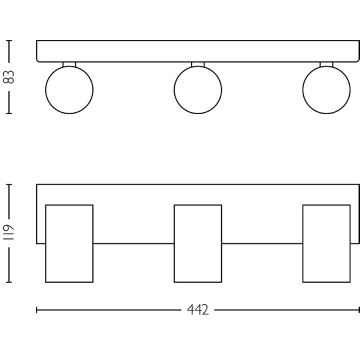 Philips - Kylpyhuoneen kohdevalo IDRIS 3xGU10/5W/230V IP44 musta