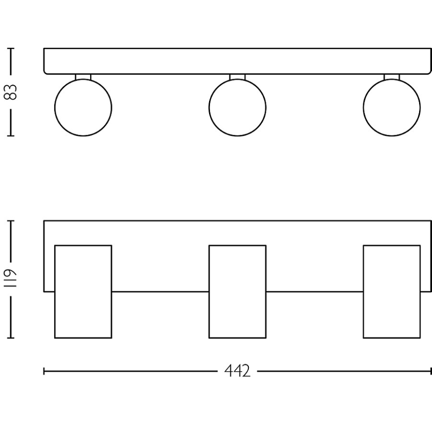 Philips - Kylpyhuoneen kohdevalo IDRIS 3xGU10/5W/230V IP44 musta