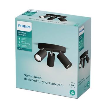 Philips - Kylpyhuoneen kohdevalo IDRIS 3xGU10/5W/230V IP44 musta