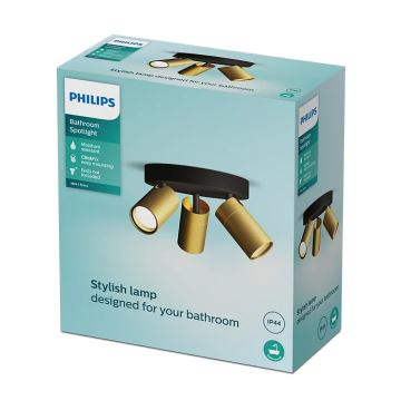 Philips - Kylpyhuoneen kohdevalo IDRIS 3xGU10/5W/230V IP44 musta/kulta