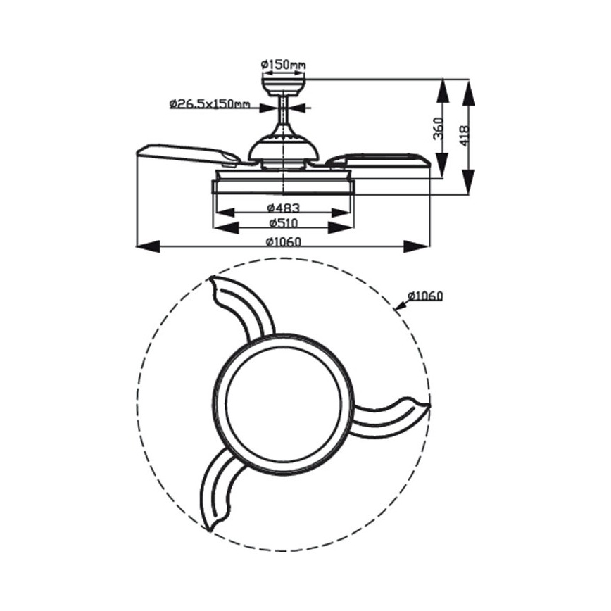 Philips-LED-kattovalaisin tuulettimella LED/35W/230V 5500/4000/2700K + kauko-ohjaus kulta