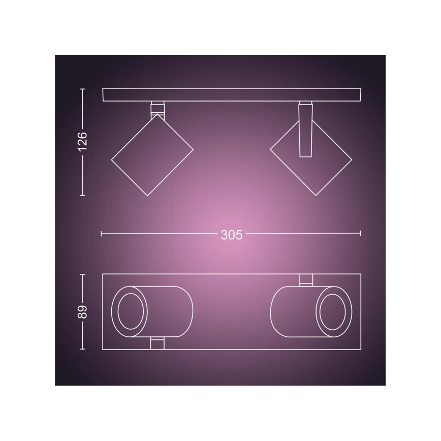 Philips - LED RGBW Himmennettävä kohdevalo Hue ARGENTA 2xGU10/4,2W/230V 2000-6500K