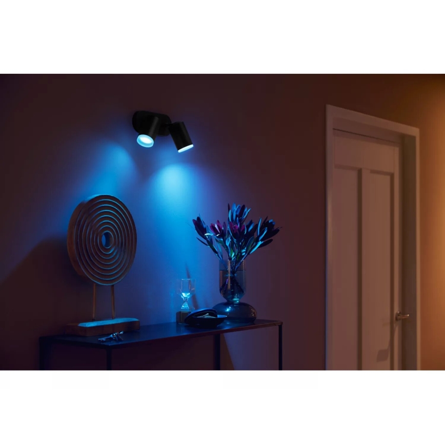 Philips - LED RGBW Himmennettävä kohdevalo Hue FUGATO 2xGU10/4,2W/230V 2000-6500K musta