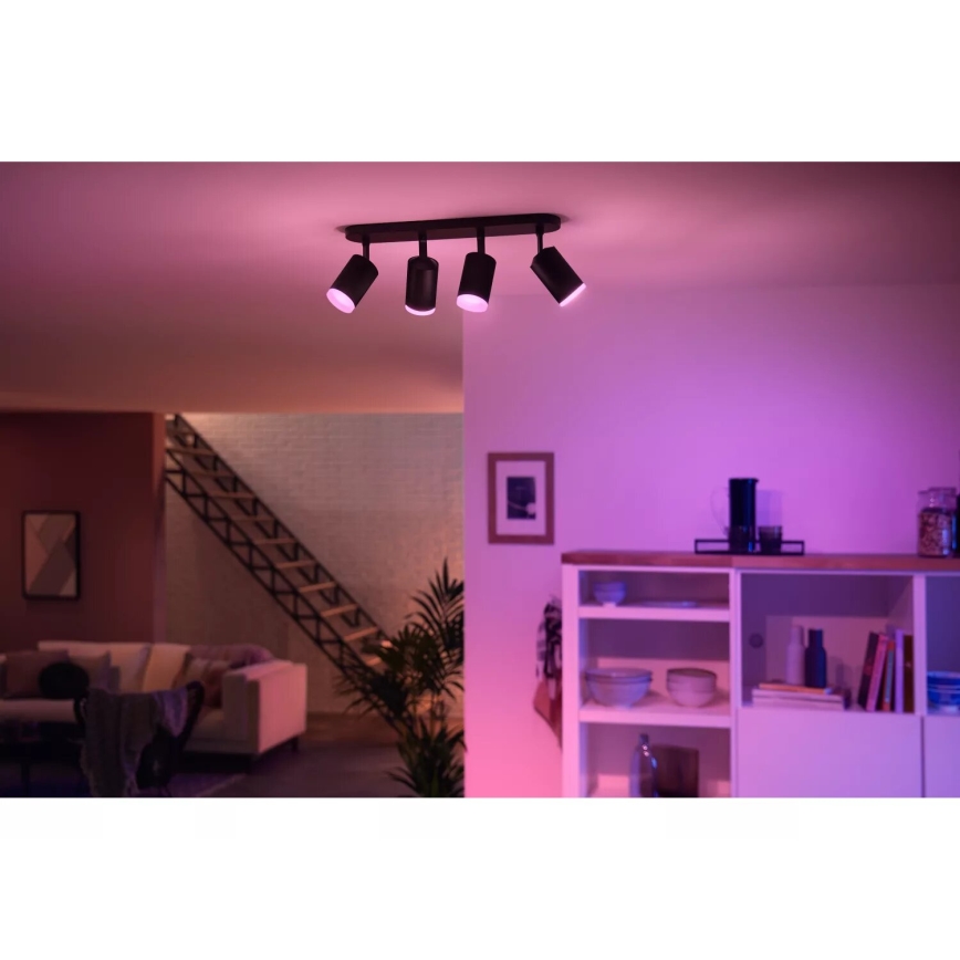 Philips - LED RGBW Himmennettävä kohdevalo Hue FUGATO 4xGU10/4,2W/230V 2000-6500K musta