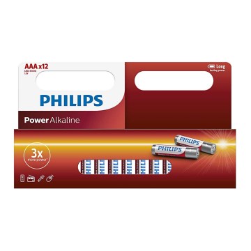 Philips LR03P12W/10 - 12 kpl Alkaliparisto AAA POWER ALKALINE 1,5V 1150mAh