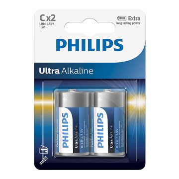 Philips LR14E2B/10 - 2 kpl Alkaliparisto C ULTRA ALKALINE 1,5V 7500mAh