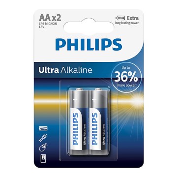 Philips LR6E2B/10 - 2 kpl Alkaliparisto AA ULTRA ALKALINE 1,5V 2800mAh