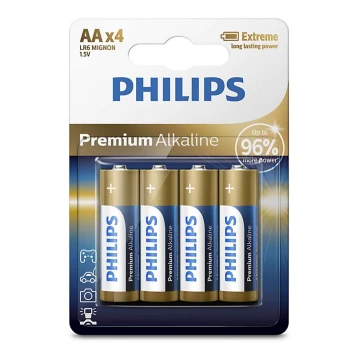 Philips LR6M4B/10 - 4 kpl Alkaliparisto AA PREMIUM ALKALINE 1,5V 3200mAh