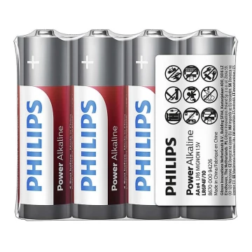 Philips LR6P4F/10 - 4 kpl Alkaliparisto AA POWER ALKALINE 1,5V 2600mAh