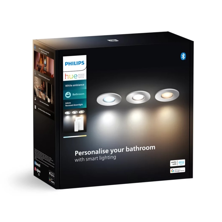 Philips - SETTI 3x LED Himmennettävä upotettu kylpyhuonevalaisin Hue ADORE BATHROOM 1xGU10/4,2W/230V 2200-6500K IP44