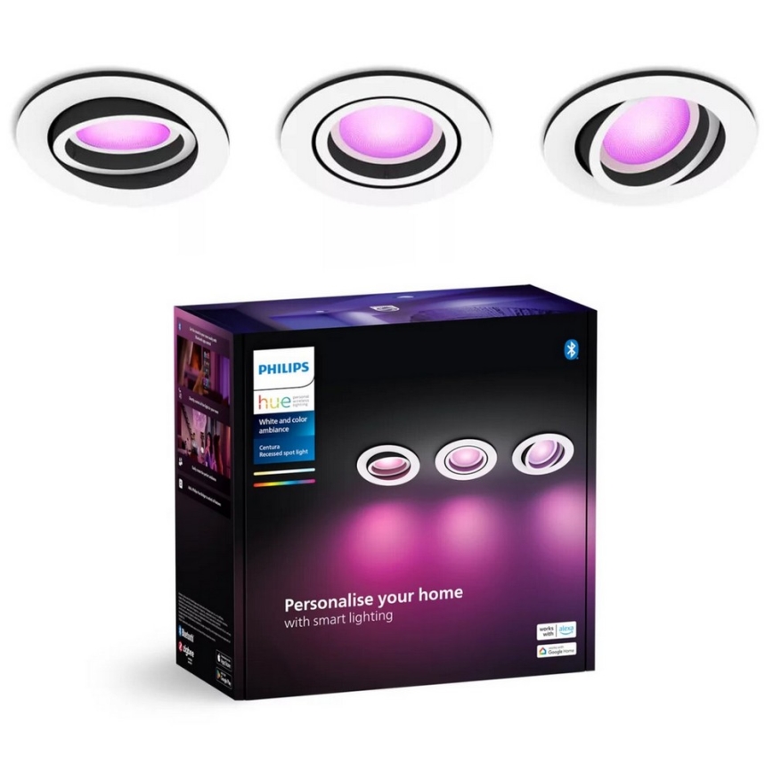 Philips - SETTI 3xLED RGBW Himmennettävä riippuva kattovalaisin Hue CENTURA 1xGU10/4,2W/230V 2000-6500K