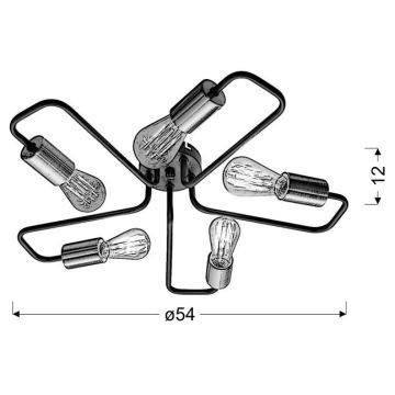 Pinta-asetettava kattokruunu HERPE 5xE27/60W/230V