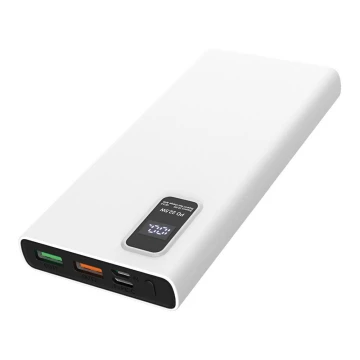 Power Bank LED-näytöllä Virtalähde 10000 mAh 3,7V valkoinen