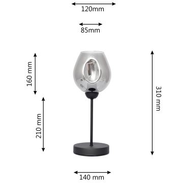 Pöytävalaisin LILI 1xE27/15W/230V musta/harmaa