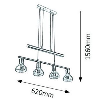 Rabalux 5551 - Kattokruunu narulla HOLLY 4xE14/40W/230V kultainen