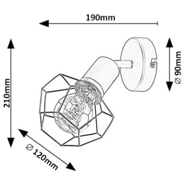 Rabalux - Seinävalaisin 1xE27/40W/230V halkaisija 12 cm musta