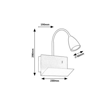 Rabalux - Seinävalaisin hyllyllä ja USB port 1xGU10/25W/230V musta