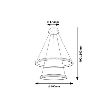 Rabalux - LED-kattokruunu johdossa LED/60W/230V 3000K