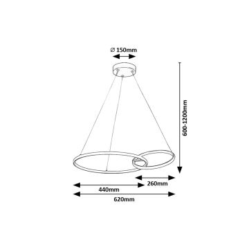 Rabalux - LED-kattokruunu johdossa LED/36W/230V musta/kulta