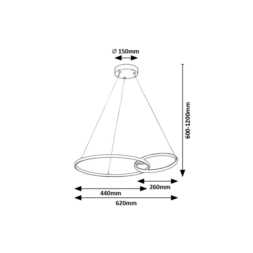 Rabalux - LED-kattokruunu johdossa LED/36W/230V musta/kulta