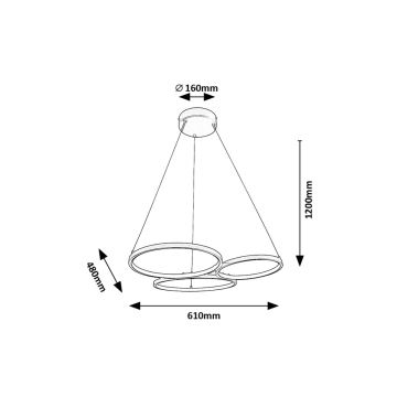 Rabalux - LED-kattokruunu johdossa LED/38W/230V musta