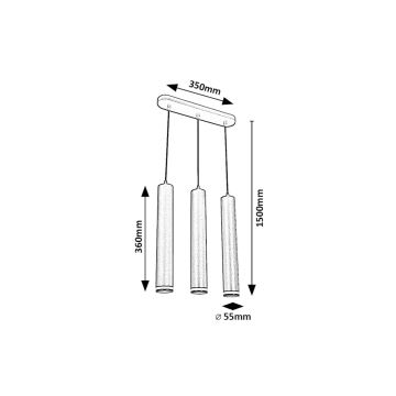 Rabalux - Kattokruunu johdossa 3xGU10/5W/230V