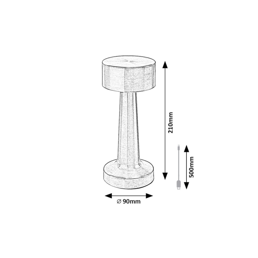 Rabalux - LED Ladattava kosketus pöytävalaisin LED/2,7W/5V 1200mAh 3000/4000/6000K kromi