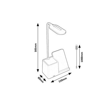 Rabalux - Himmennettävä LED-pöytävalaisin langattomalla latauksella QI LED/4W/5V 3000/4000/6500K valkoinen