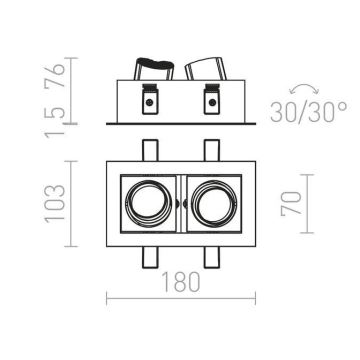 RED - Design Rendl - R12857 - LED Upotettu kohdevalo BONDY 2xLED/7W/230V