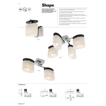 Redo 01-1028 - Kiinteä kattokruunu SHAPE 2xE14/28W/230V