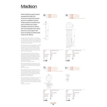 Redo 01-2034 - LED-seinävalaisin MADISON 4xLED/4W/230V kupari