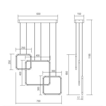 Redo 01-2097 - Himmennettävä LED-kattokruunu johdossa THAI LED/66W/230V 3000K valkoinen