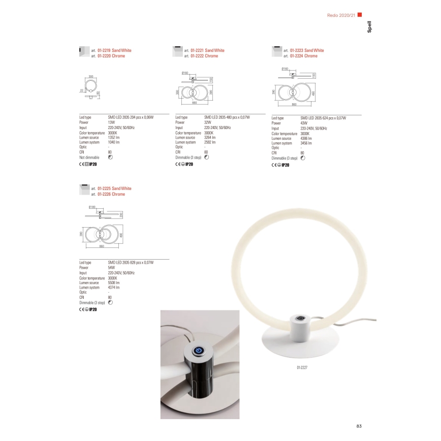 Redo 01-2226 - LED-himmennyskattokruunu SPELL LED/54W/230V 3000K kromi