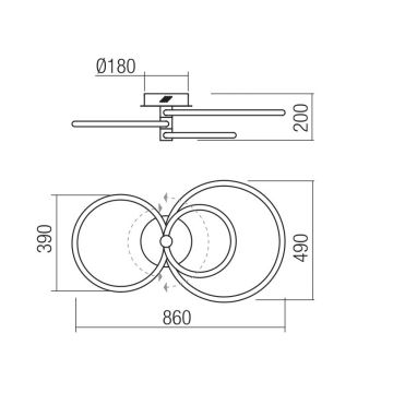 Redo 01-2226 - LED-himmennyskattokruunu SPELL LED/54W/230V 3000K kromi