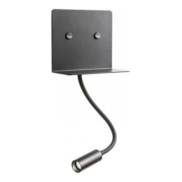 Redo 01-3211 - LED-seinävalaisin kanssa flexible pieni lamppu MOKA LED/6W + LED/3W/230V USB CRI90 musta