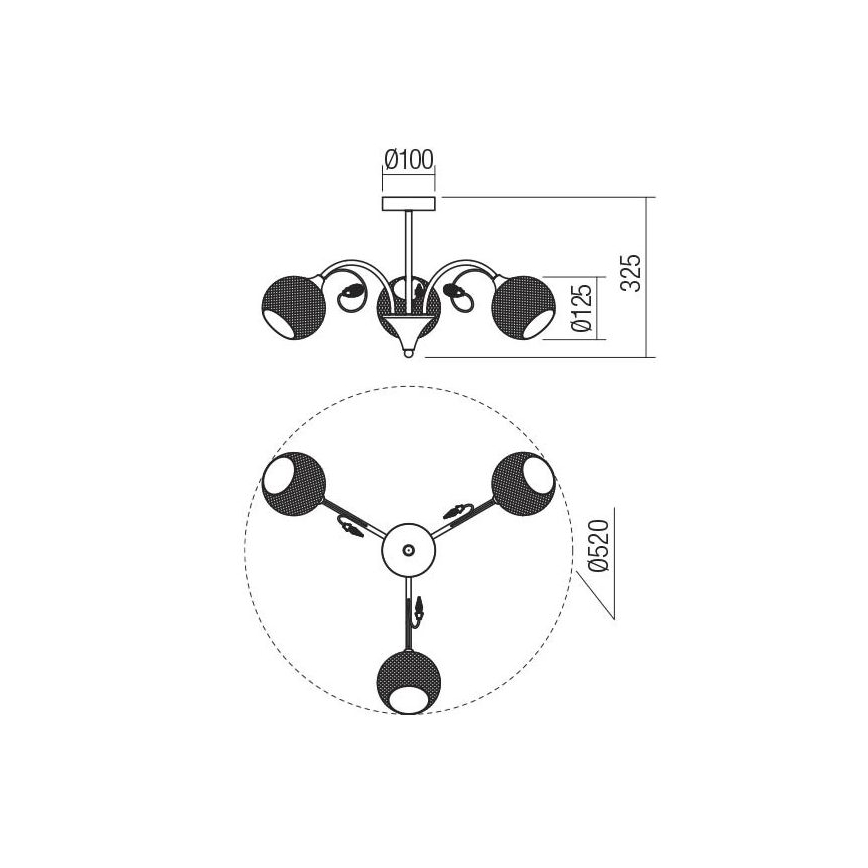 Redo 02-970 - Riippukattokruunu ASPERA 3xE14/28W/230V musta