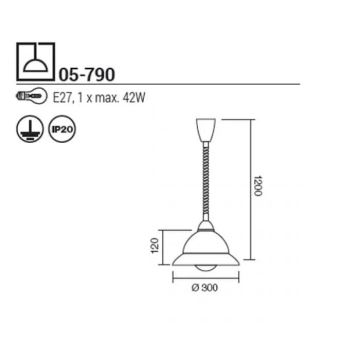 Redo 05-790 - Kattokruunu johdossa ETRUSCA 1xE27/42W/230V