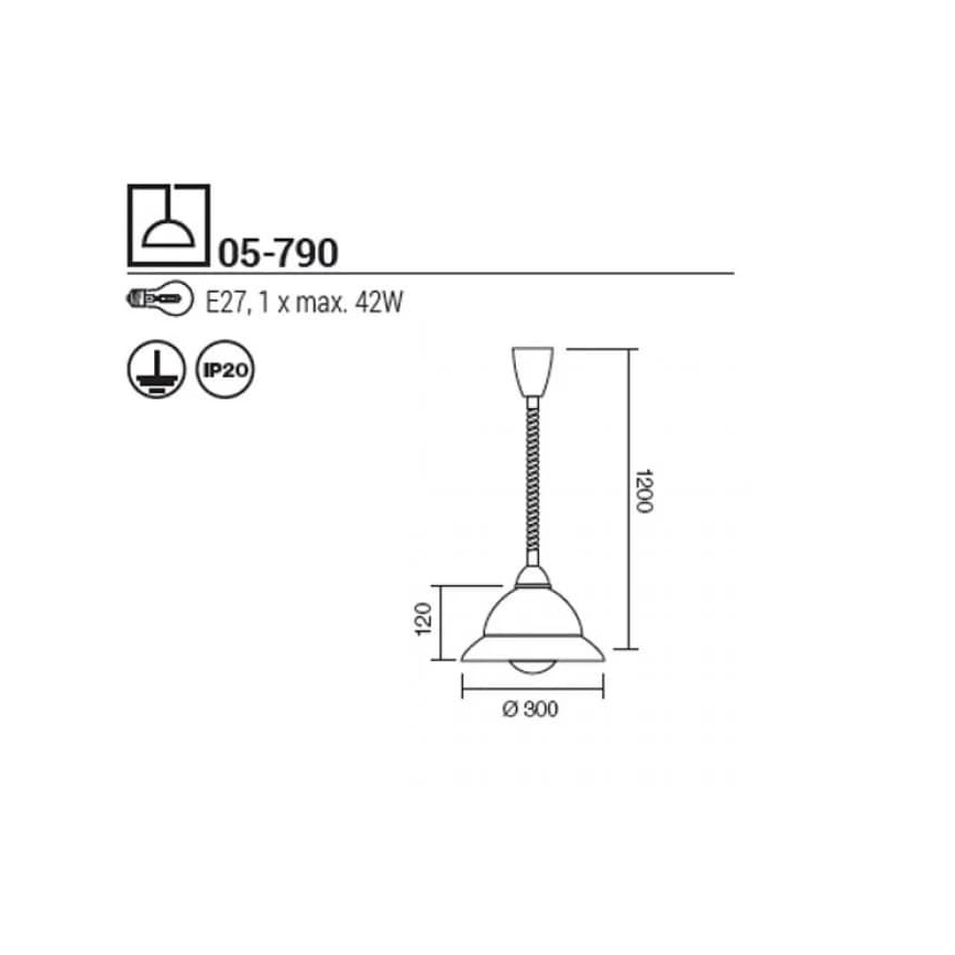 Redo 05-790 - Kattokruunu johdossa ETRUSCA 1xE27/42W/230V