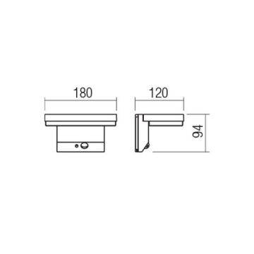 Redo 90535 - LED-seinäaurinkovalaisin anturilla TAIYO LED/2W/3,7V 3000K IP54 antrasiitti