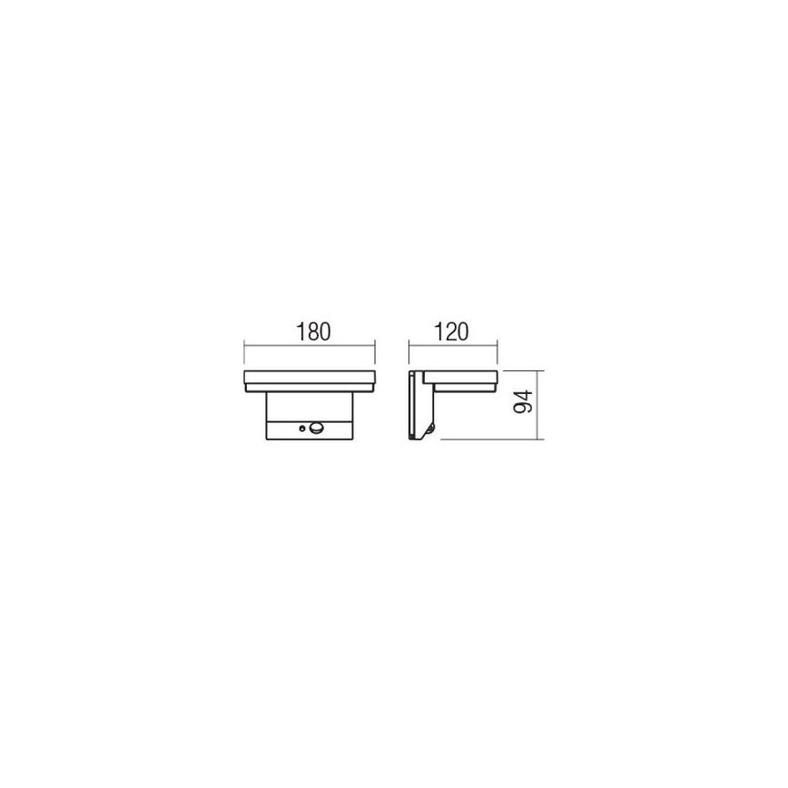 Redo 90535 - LED-seinäaurinkovalaisin anturilla TAIYO LED/2W/3,7V 3000K IP54 antrasiitti