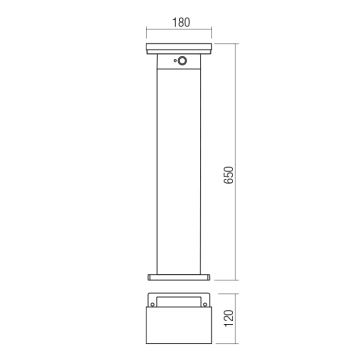 Redo 90536 - LED-aurinkolamppu anturilla TAIYO LED/2W/3,7V 3000K IP54 antrasiitti