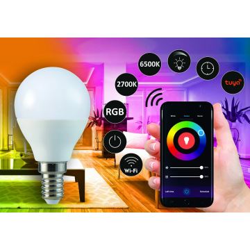RGB Himmennettävä LED-polttimo G45 E14/5,5W/230V 3000-6500K Wi-fi Tuya