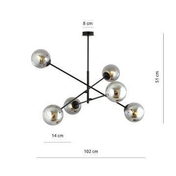 Riippukattokruunu LINEAR 6xE14/10W/230V musta/harmaa