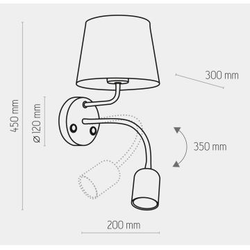 Seinävalaisin MAJA 1xE27/15W/230V + 1xGU10/10W/230V valkoinen