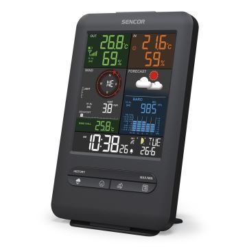 Sencor - Ammattimainen sääasema värinäytöllä ja herätyskellolla 1xCR2032