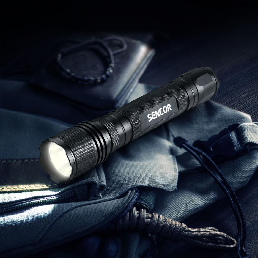 Sencor - LED Alumiininen taskulamppu LED/5W/6xAAA IP44 musta