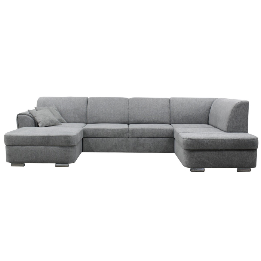 SERPA U-muotoinen avattava oikeanpuoleinen kulmasohva säilytystilalla, harmaa